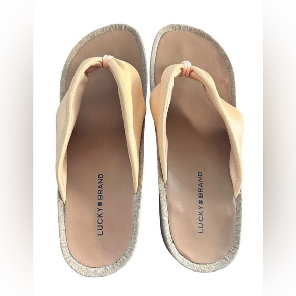 Lucky Brand Women's Lxlluna Peach Leather Knot Platform Wedge Size 8 - Picture 7 of 7